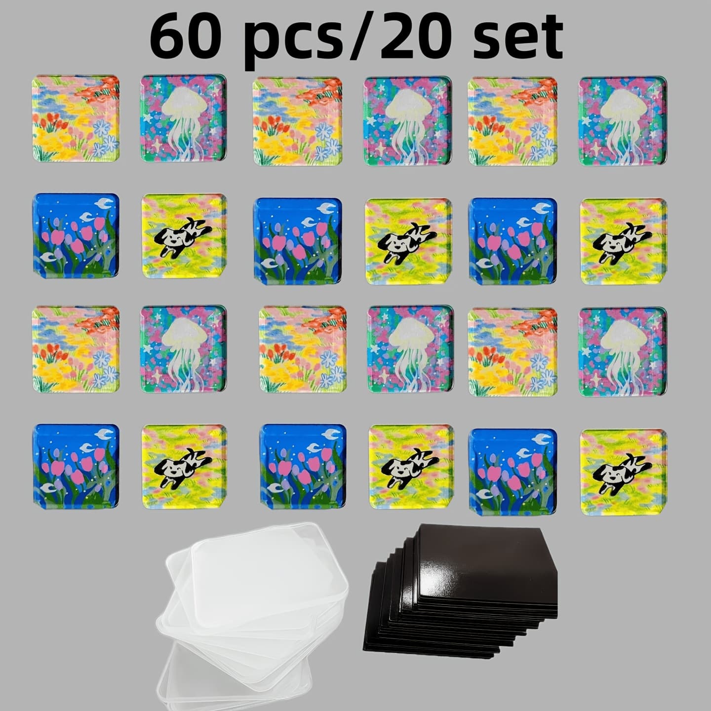 TEMU 60pcs 20-set Handmade Refrigerator Magnets, Decorative Stickers, Fun Home Refrigerator Decorations
