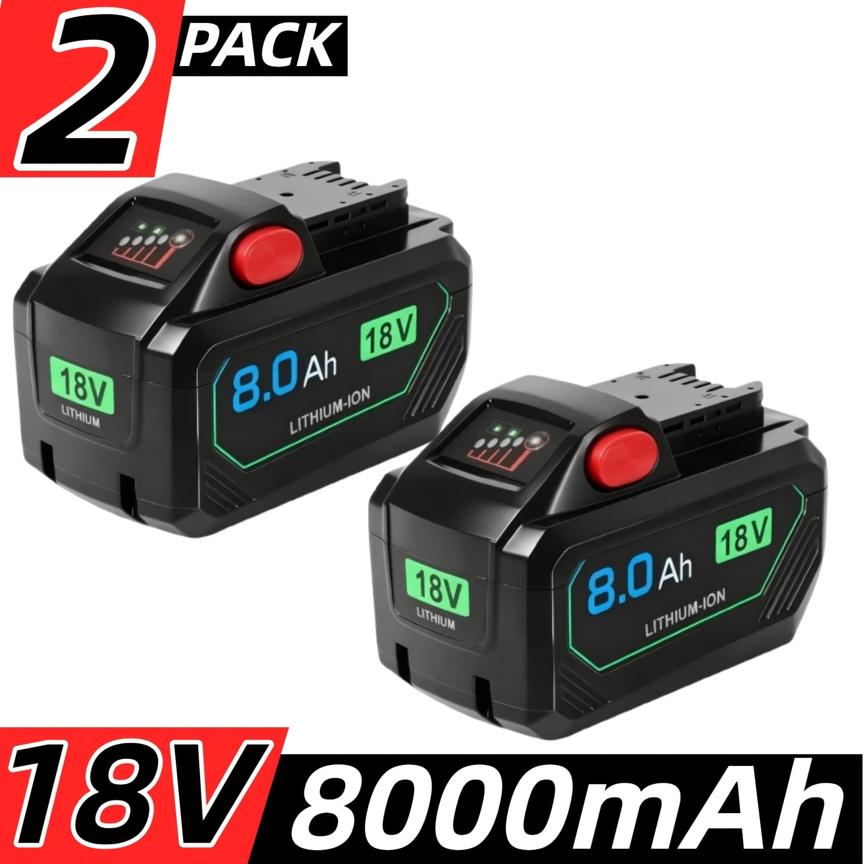 TEMU 2pcs 18v 8.0ah Replacement For Battery 18v Xc Lithium Battery 48-11-1852 48-11-1850 48-11-1862 48-11-1812 48-11-1860 Cordless Power Tools