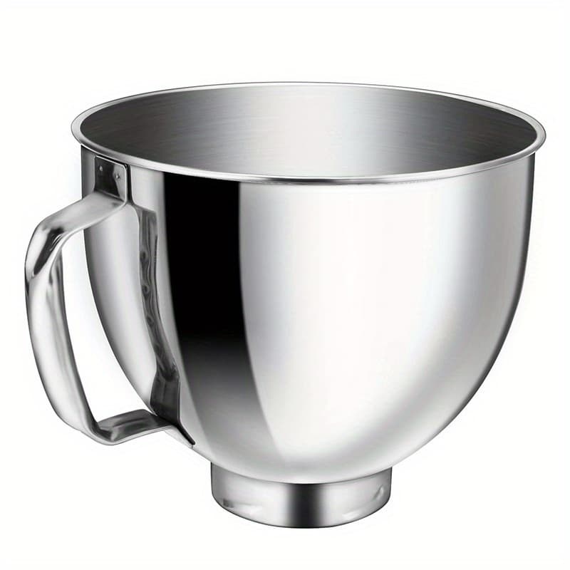 TEMU 1pc Kitchenaid Compatible Stainless Steel Mixing Bowl With Non-slip Handle - Heavy-duty 304 Stainless Steel Construction, Easy- For Smoothies, & Blending, 4.5/5 Quart Capacity