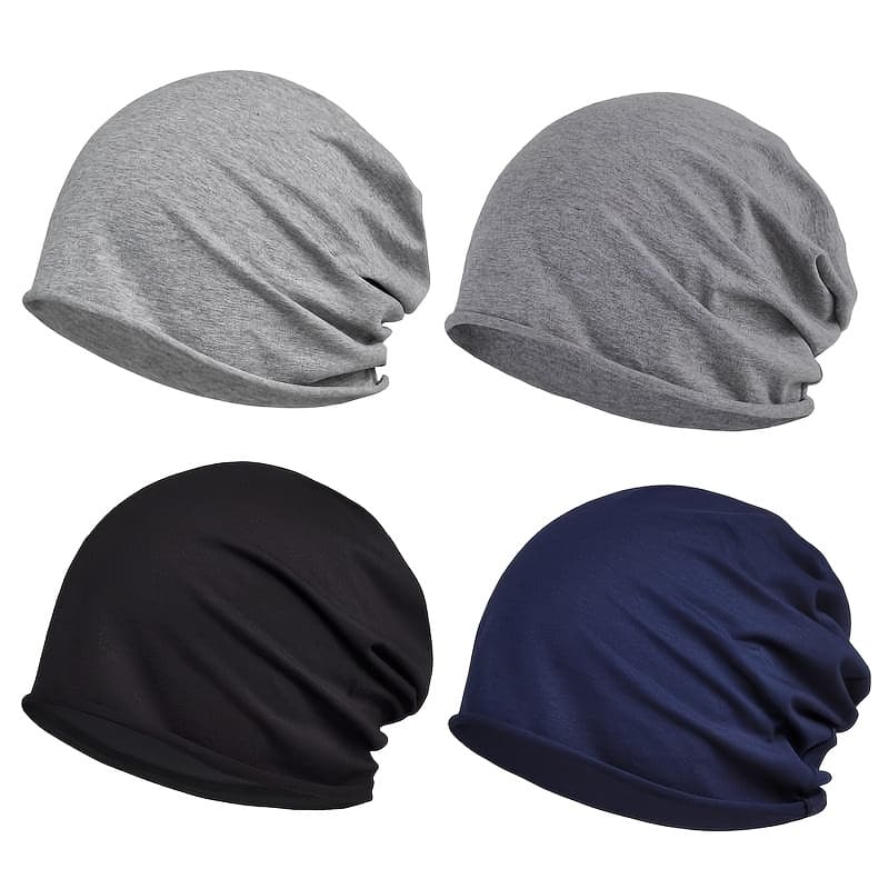 TEMU 4pcs Beanies For , Elastic Loose Brimless , Adult Skull Hats , Lightweight Running Brimless Hat, Loose Brimless Hat, Very Suitable For Running And Outdoor Activities