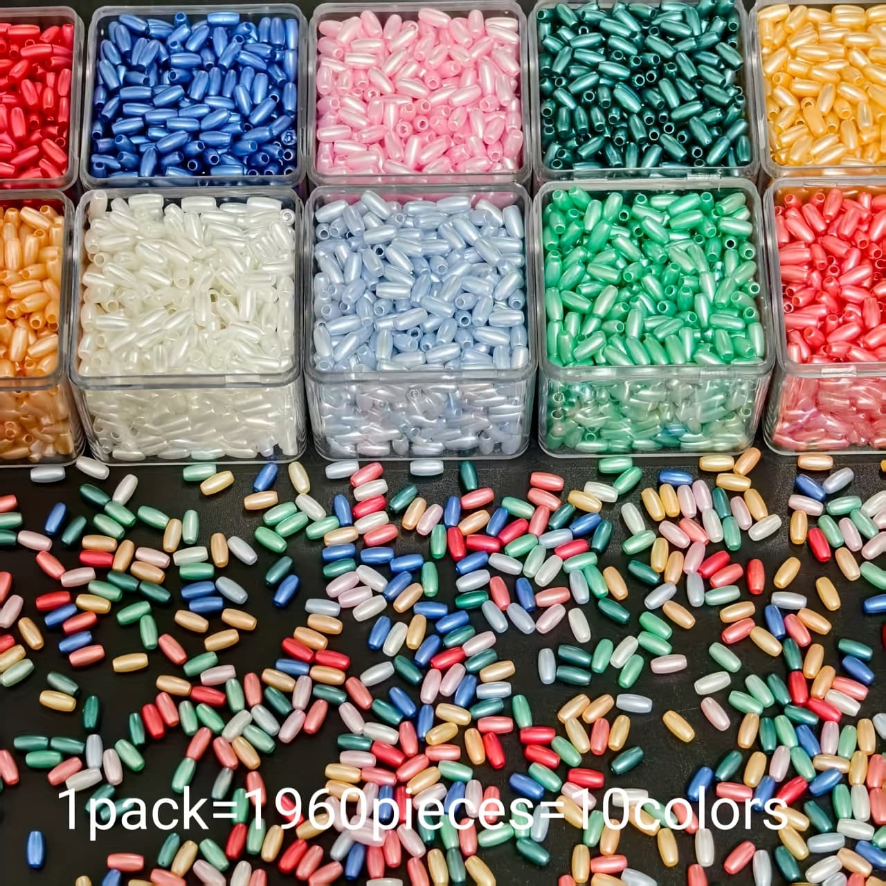 TEMU 1960pcs 2x6mm Oval Straight Hole Acrylic Bead Set - Suitable For Making, Earrings, Keychains, And Bracelet Crafting Materials, Beading And Jewelry Making Supplies