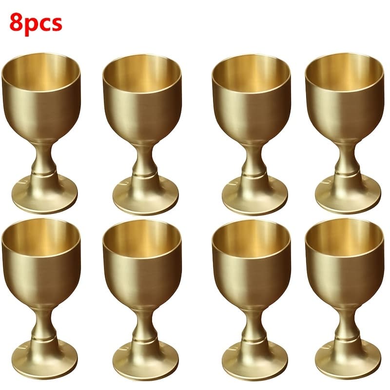 TEMU 8pcs Vintage Brass Set, Mini Medieval Cups For Wine & Decor, Ideal For Holy Communion, Church , Themed Party Gift & Tabletop Ornament