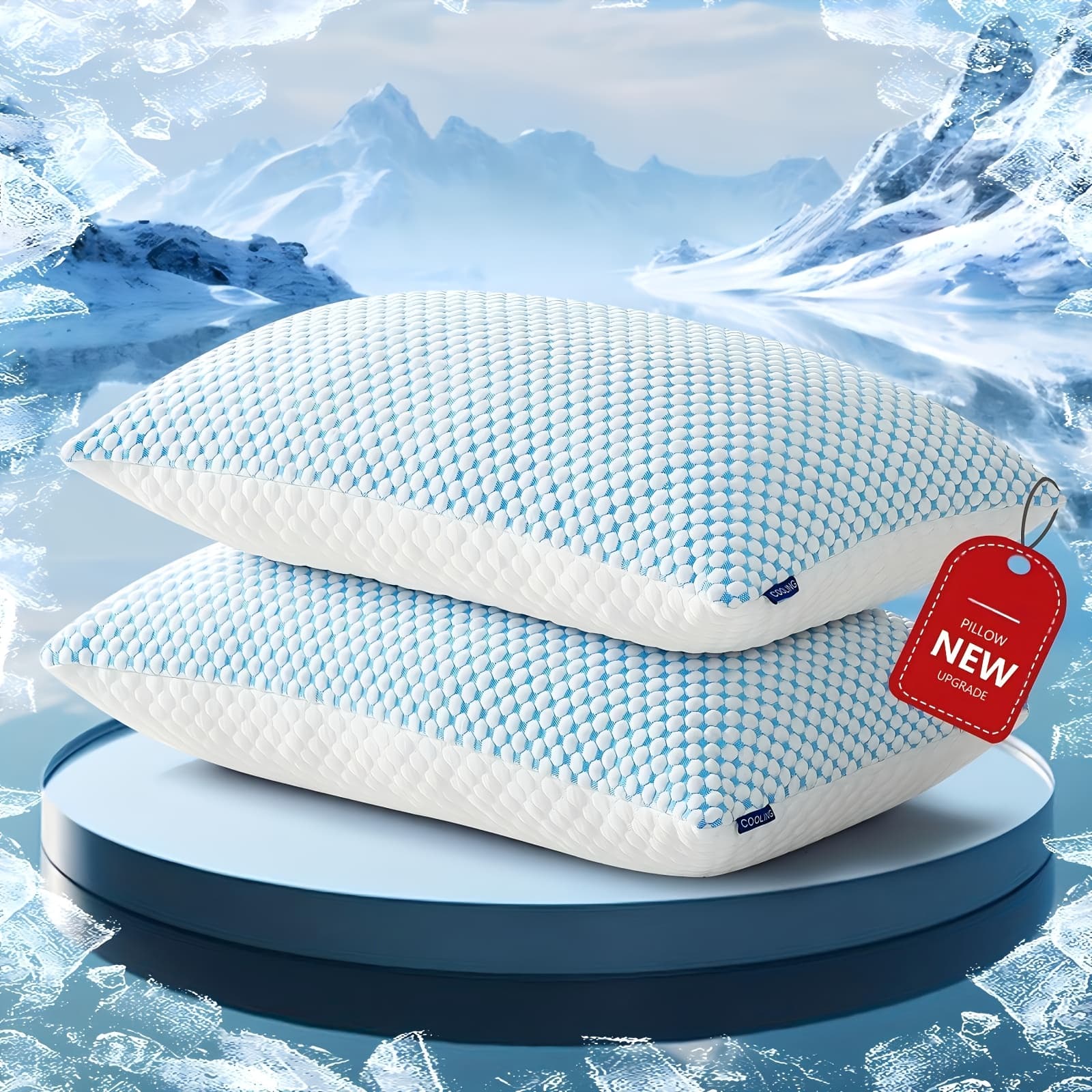 TEMU 2-pack Hotel Quality Non-collapsing Down Alternative Cooling Pillows | King Size, Polyester And Viscose Cover, Memory Foam Filling, Machine Washable