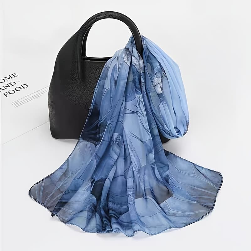 TEMU A And Gentle Scarf Featuring A Lotus Flower Print, Lightweight, Thin, Breathable, Soft, Perfect For Casual Outdoor Wear