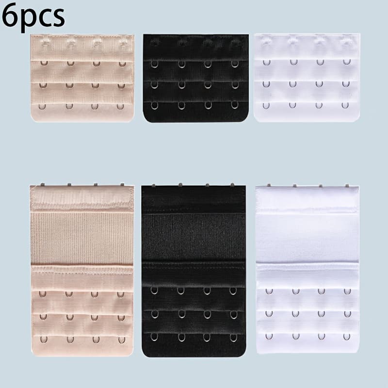 TEMU 6pcs Set Of Underwear Extended Bra Extension Row Connection Clasp Elastic Three-row Regular Three-row Extension