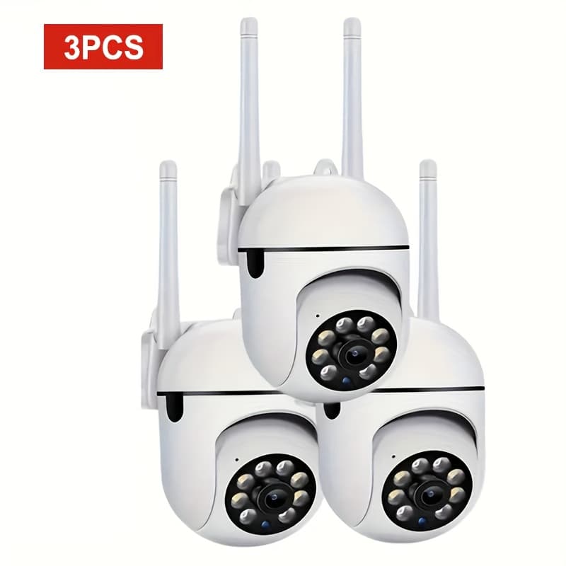 TEMU 3pcs 1080p Full Hd Wireless Security - Rotatable 355-degree Panoramic, Night Vision, Audio, Motion Detection, Usb Powered, For Surveillance