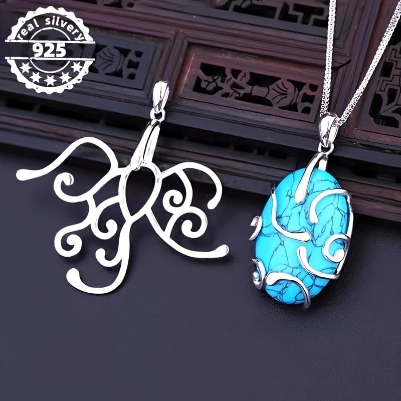 TEMU 925 Silver Irregularly Set Necklace Pendant. Handcrafted Jewelry Is Suitable For Women To Wear, And Suitable As A Wedding Necklace For Men And Women.