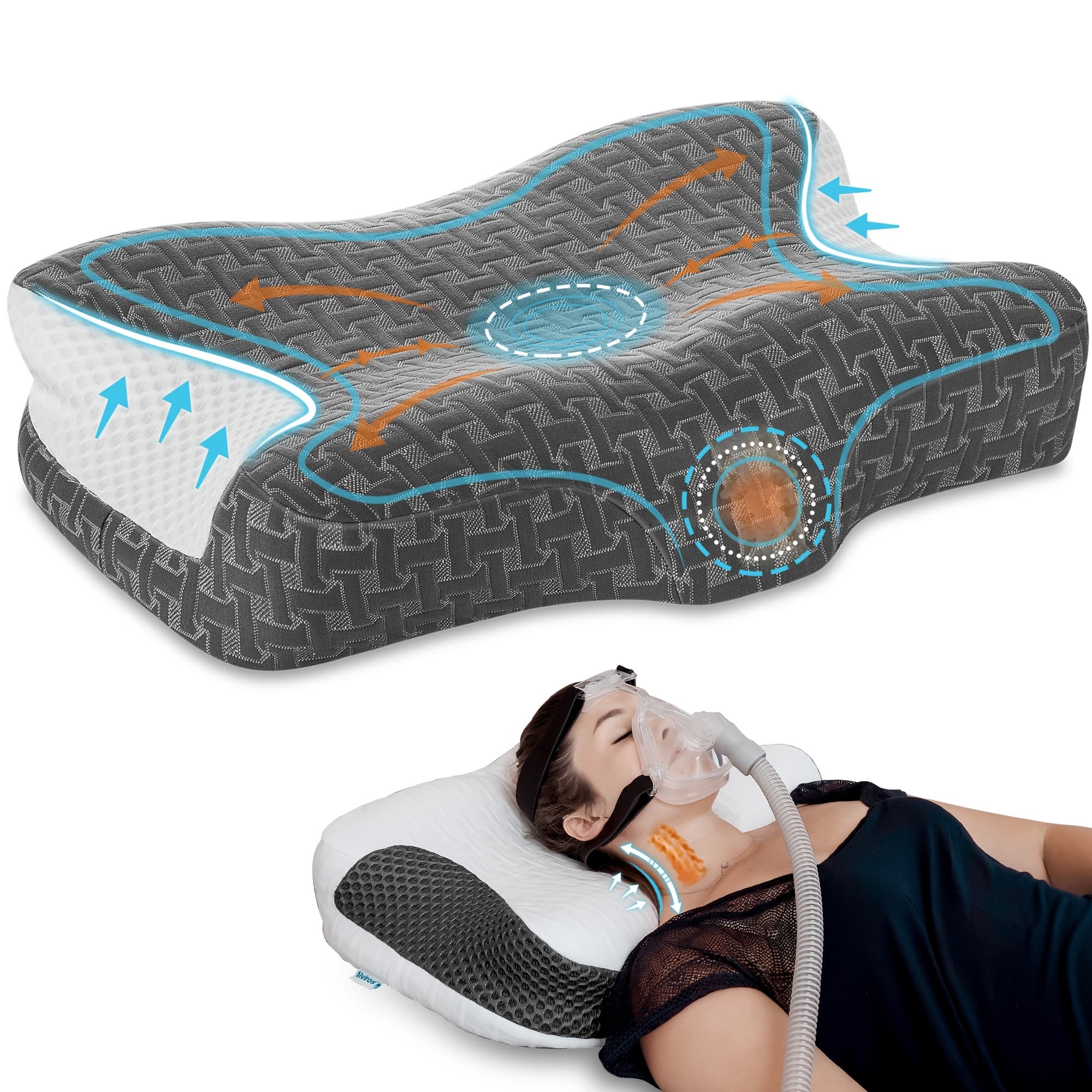 TEMU Cpap Pillow For Side Sleepers, Memory Foam Pillow With Height Adjustable Gasket, Air Leaks And Mask Bureden, Cervical Neck Pillow For Back, Stomach Sleepers