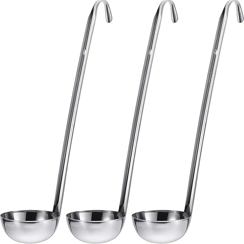TEMU Set Of 3 Stainless Steel Ladles With A Pouring Rim, Ideal For Serving Soup And Sauce (2 Oz Capacity)