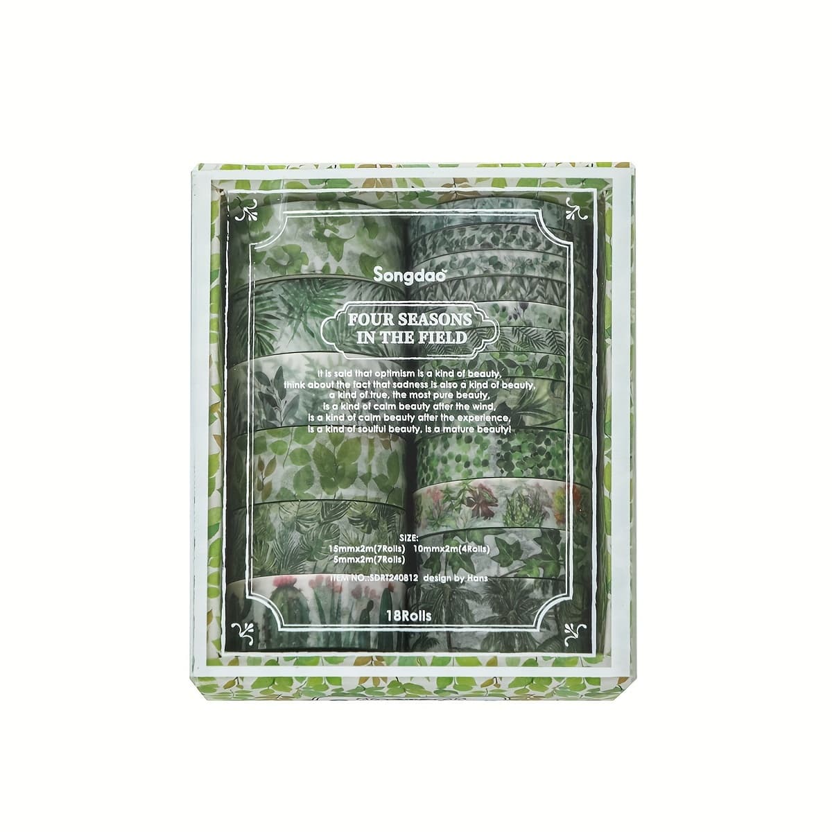 TEMU 18 Rolls Of Four-season Plant And Washi Tape, Easy To Tear, Colors, Suitable For Decorating Display Screen Borders, Diary, Photo Album, Planner And Party Decoration Tape