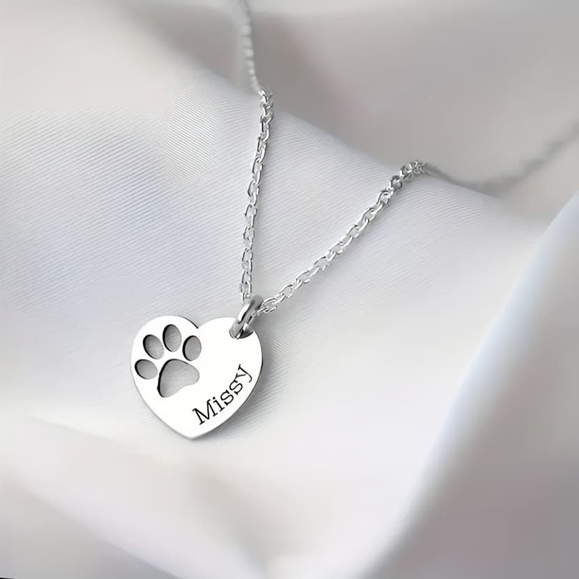 TEMU Personalized Claw Printing Necklace Custom Name Engraving For , Elegant And Commemorative Gift, Valentine's Day, Christmas, Casual Wear, Originally Engraved With Charm, High-quality