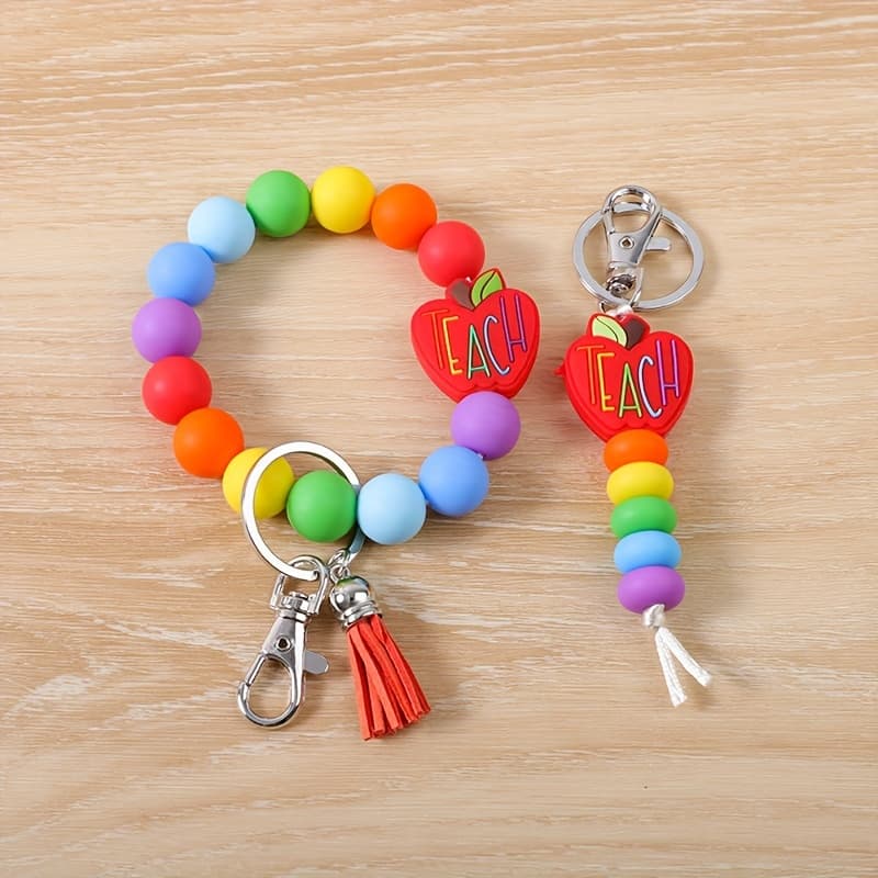 TEMU 2pcs/set Teacher's Day Teach Abacus Bead Keychain Bag Car Key Pendant Accessory Keyring Set Gift For Teachers