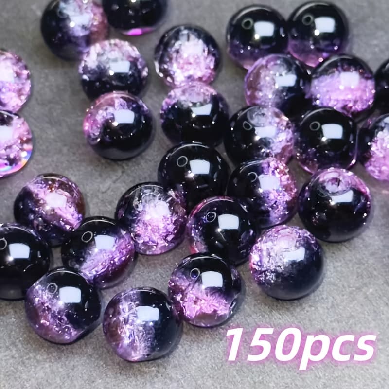 TEMU 150/60pcs High-quality Black-purple Glass Beads, Suitable For Handmade Accessories, Bracelets, Necklaces, Earrings For Daily Wear, Halloween Jewelry Accessories Bead Assortments