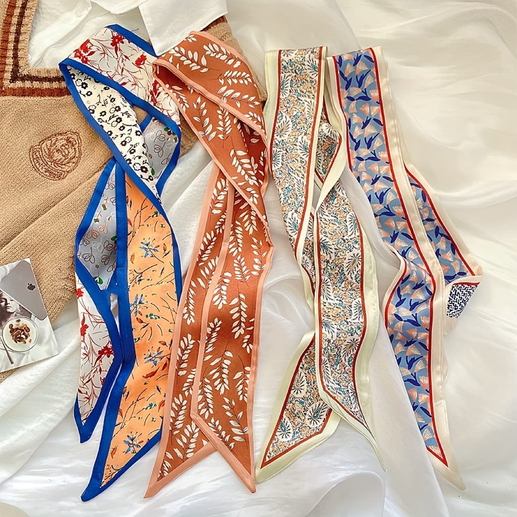 TEMU 4 New Paisley-patterned Slim, Long, Narrow Scarves - Multifunctional Ribbons For Tying Bags, Decorating Hair, Or As