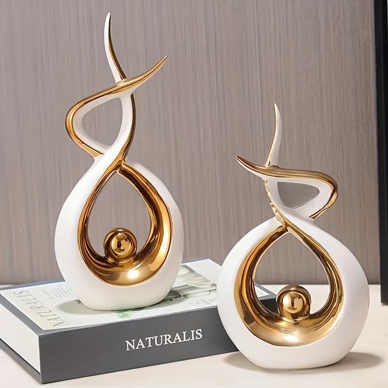 TEMU 2pcs Luxury Resin Ornaments, Living Room Vintage Frame Decoration , White Decoration Ornaments, Adornos Para Sala Modernos, Statues For Home Decor, Home Decor.