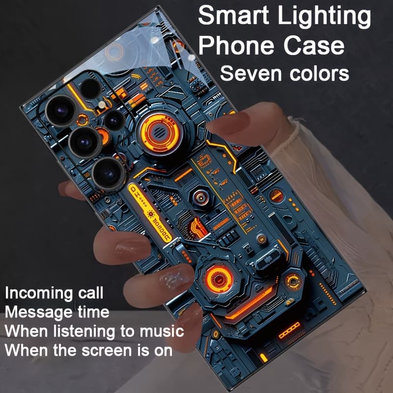 TEMU Phone Case: Mechanical Colorful Glitter Glitter Controlled Luminous Phone Case Suitable For S25ultra/s24ultra/s22ultra/s23ultra/s21ultra/s20ultra/s10+/s10/s10