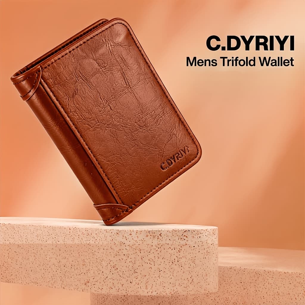 TEMU Men's Wallet, Cardholder, Retro Short Cardholder With 2 Windows, Gift For Family, Valentine's Day, Father's Day, Christmas Gift