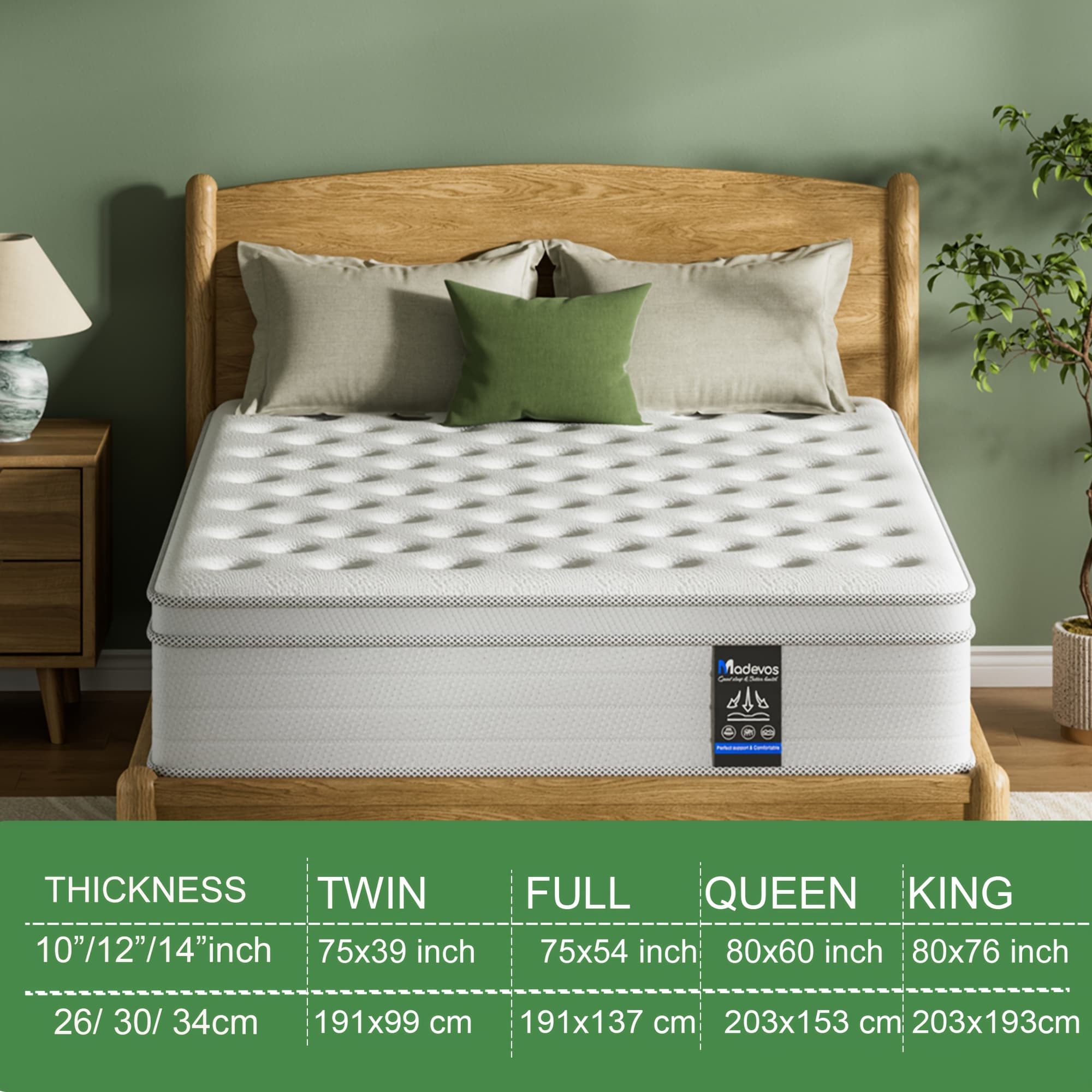 TEMU Cooling Gel Large Size Mattresses In 10-inch, 12-inch, And 14-inch Options, Packed In A Box With Memory Foam