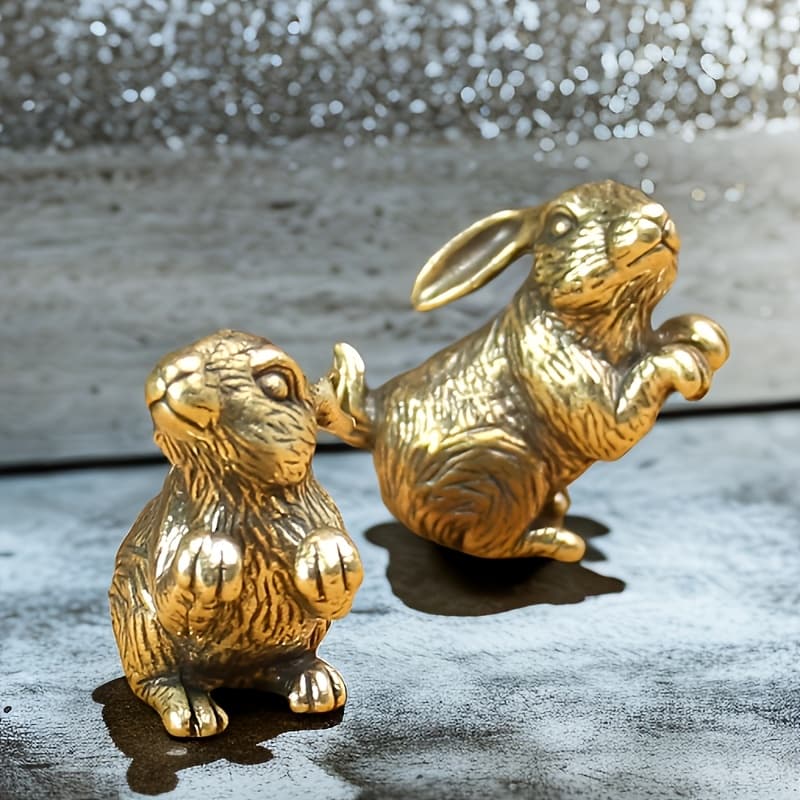 TEMU 1/2 Statue Figurine - Vintage Brass Sitting Rabbit Sculpture Collectible, Tea Pet & Garden Ornament, Metal Rabbit Statue For Christmas (collectible Figurines Suitable For Christmas, Vintage)