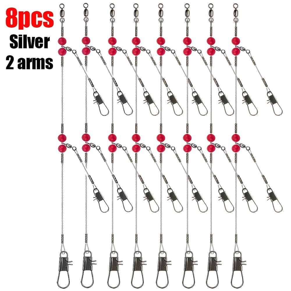 TEMU 8pcs Stainless Steel Fishing In – Heavy-duty Saltwater & Freshwater Wire With Swivel Snap, -free, 1-arm/2- For Casting, Trolling, Fly Fishing