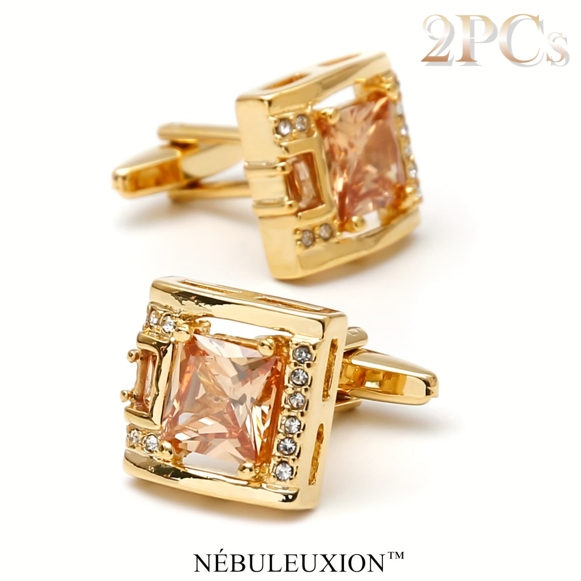 TEMU Set Of Premium Cufflinks Featuring A Luxurious With Rhinestones And Zircons, Perfect As A Gift For Weddings, Banquets, Ceremonies, Or Business Events