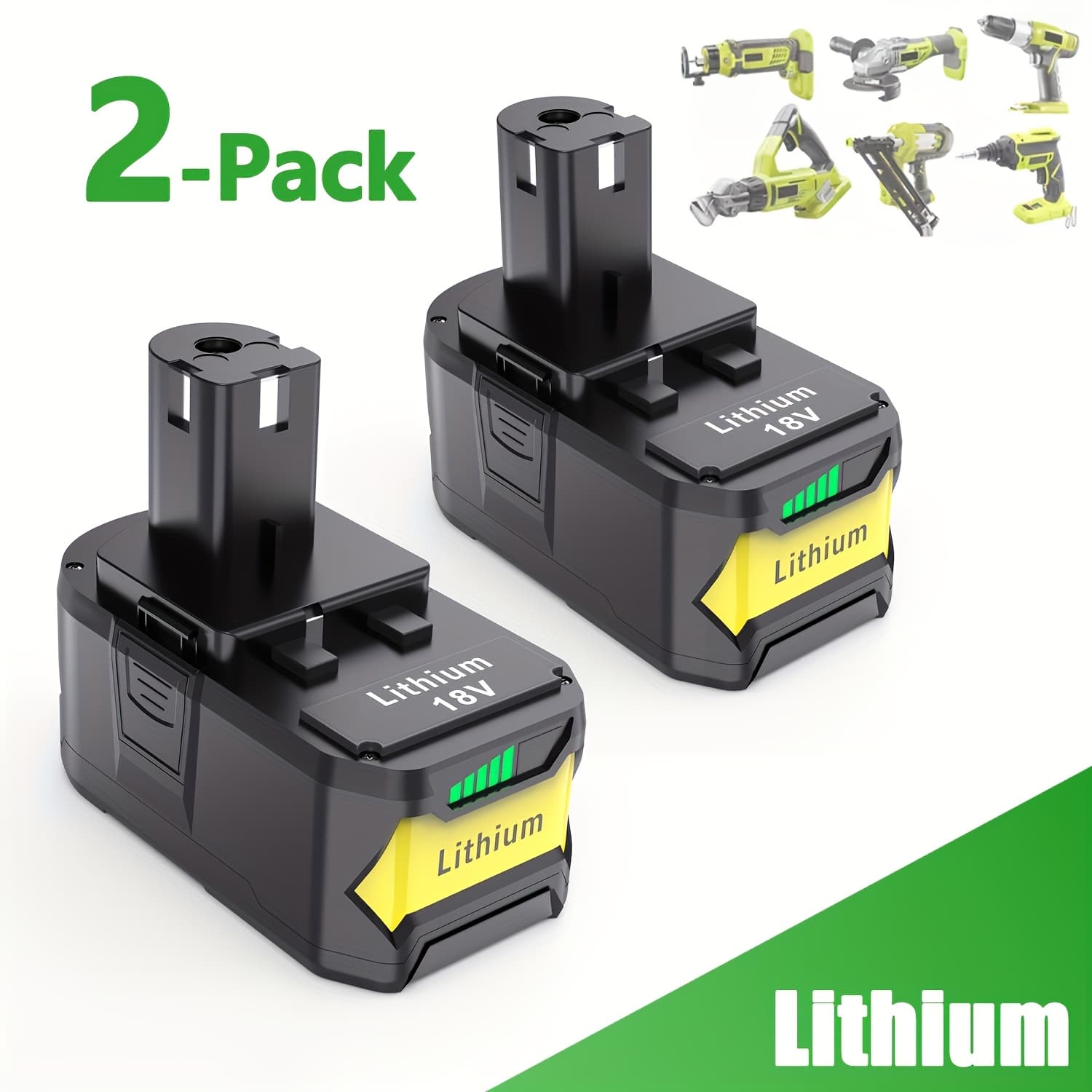 TEMU 1 / 2 Pack Upgrade 18v 6.0ah Replace Battery For Ryobi 18v Battery High Capacity 18v Lithium-ion Battery P104 P105 P106 P108 P107 P109 Rbl1810 For Cordless Power Tools