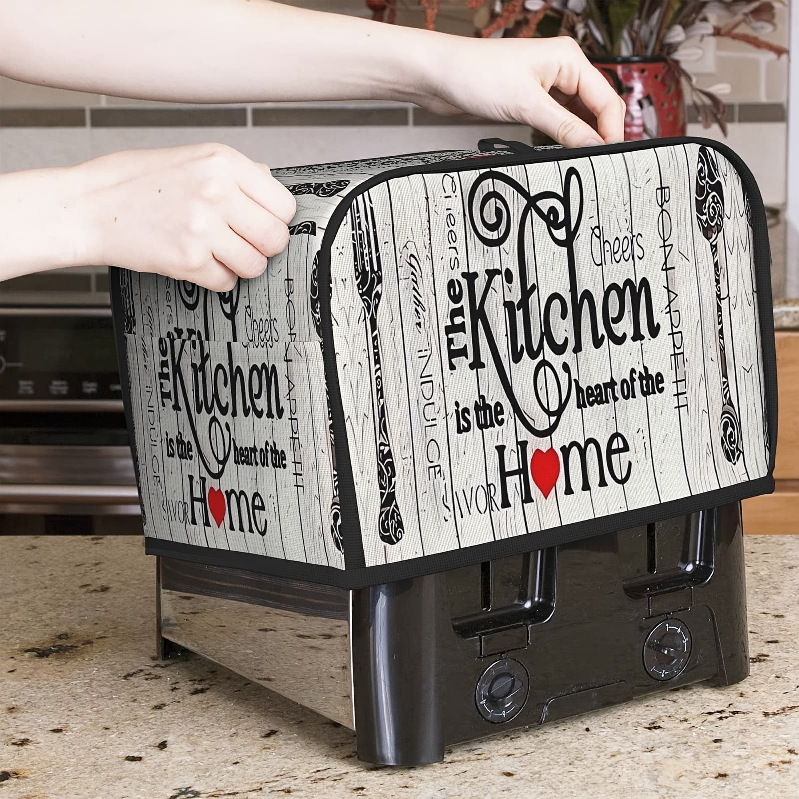 TEMU 1pc Toaster Dust Cover With Patterns, Suitable For 2- Toasters. Made Of High-quality Polyester Fiber, It Serves As A Storage Bag For Small Kitchen Appliances And Is An Gift For Women