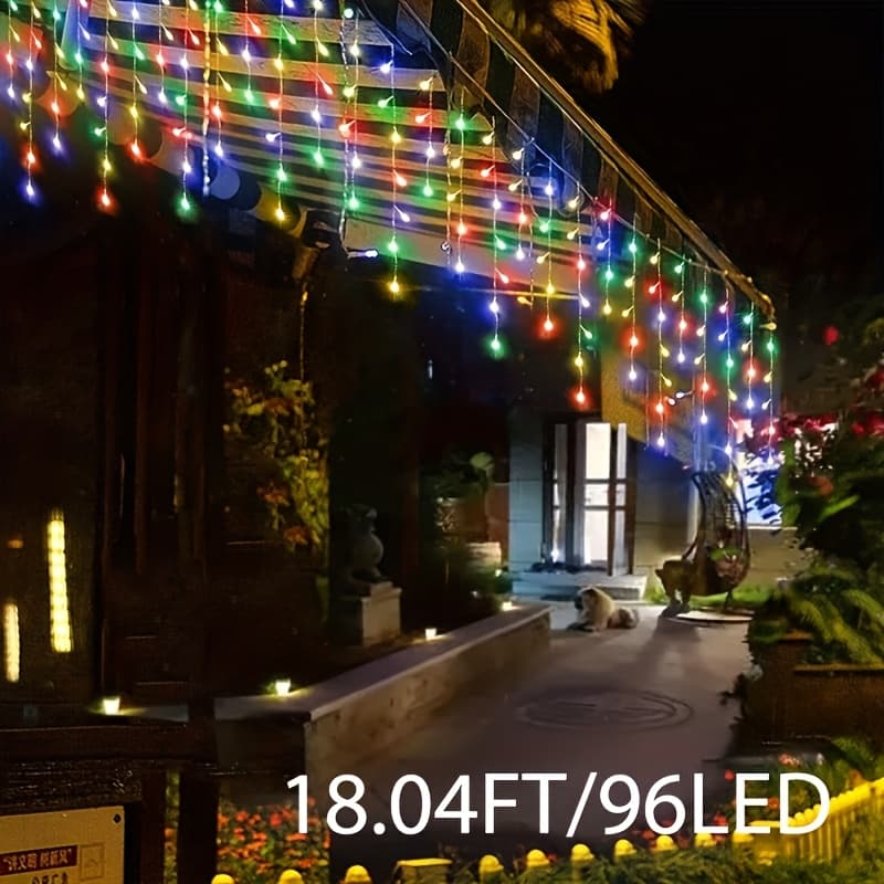 TEMU Solar Outdoor 96 Ice Column Lights - Ip65, 8 , Suitable For Christmas, Halloween, Hanukkah, Garden, Roof, Terrace, Balcony, Tent