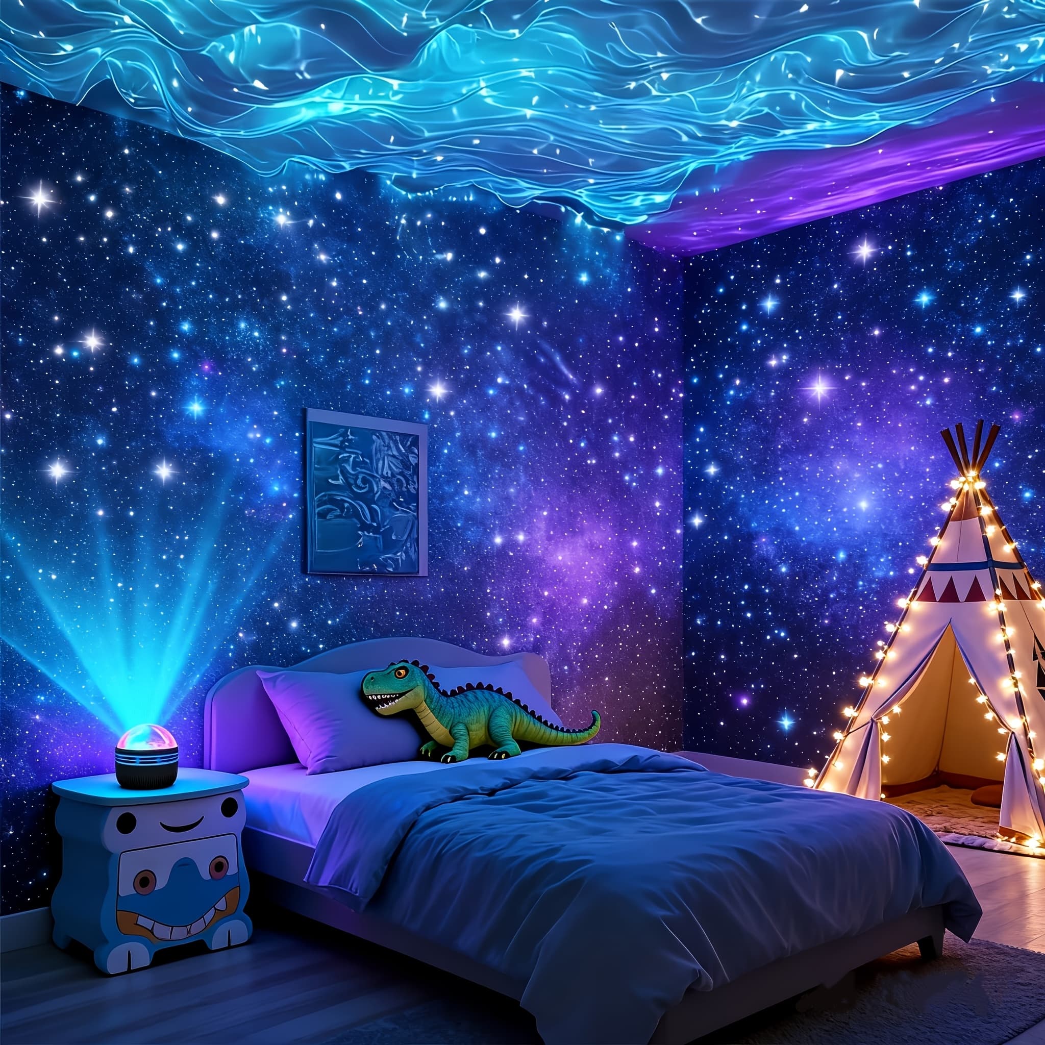 TEMU The Projector With A Remotecontrol Features A , Usb, And Is Suitable Forcreating A Relaxing Atmosphere Inoffices Or Homes With Its -purple . It An Gift Fornational Day, Labor Day.
