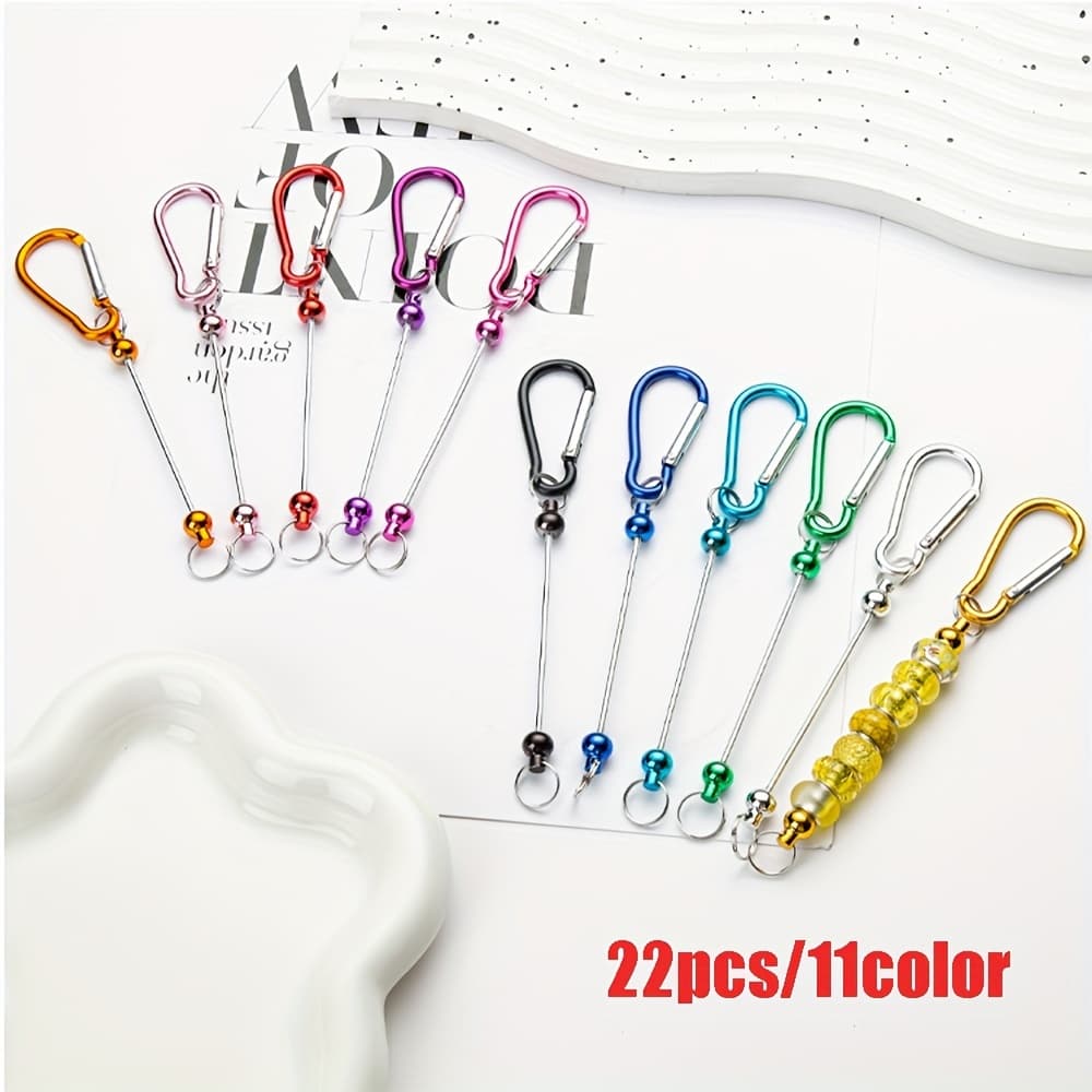 TEMU Set Of 22 Vibrant Keychain Bars For Projects, Featuring Multicolored Beads Suitable For Personalized Keychains With Snap Hooks