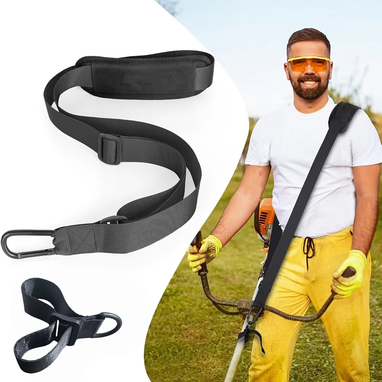 TEMU Adjustable Lawn Mower And Trimmer Shoulder Strap Support - Comfortable , Strap, Reduces Fatigue From Outdoor Gardening Tools, Strong Fixation Strap