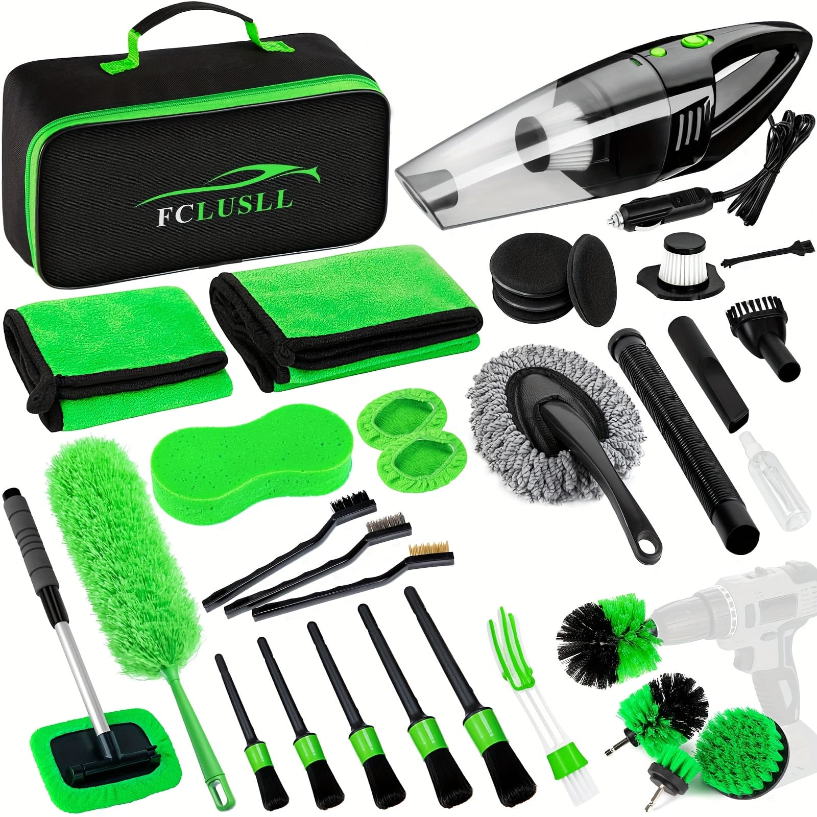 TEMU 17/24/29/32/35pcs Car Cleaning Kit, Including Portable Vacuum Cleaner, Windshield Cleaning Tool, Car , Interior Brush Set, Full Interior Care Set, Cleaning Set, Holiday Gift For