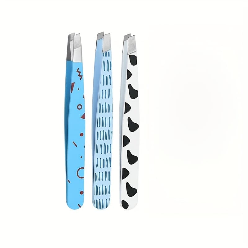 TEMU 3-pack Stainless Steel Eyebrow Tweezers Set - Precision Grooming Tools For , Ingrown Hair Removal, Unscented, No Battery Required