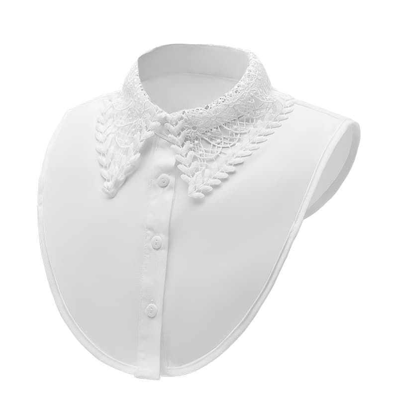 TEMU Women's Chiffon Half-collar Fashion Embroidered Lace Trim Faux Collar, Versatile And Multi-functional Neckline