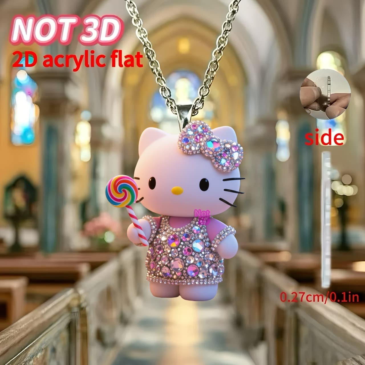 TEMU 2d Flat - [2d Flat] 1pc Holding Lollipop Women's New Acrylic Necklace, Fashion Sweater Chain, Ideal Gift For Birthday Parties