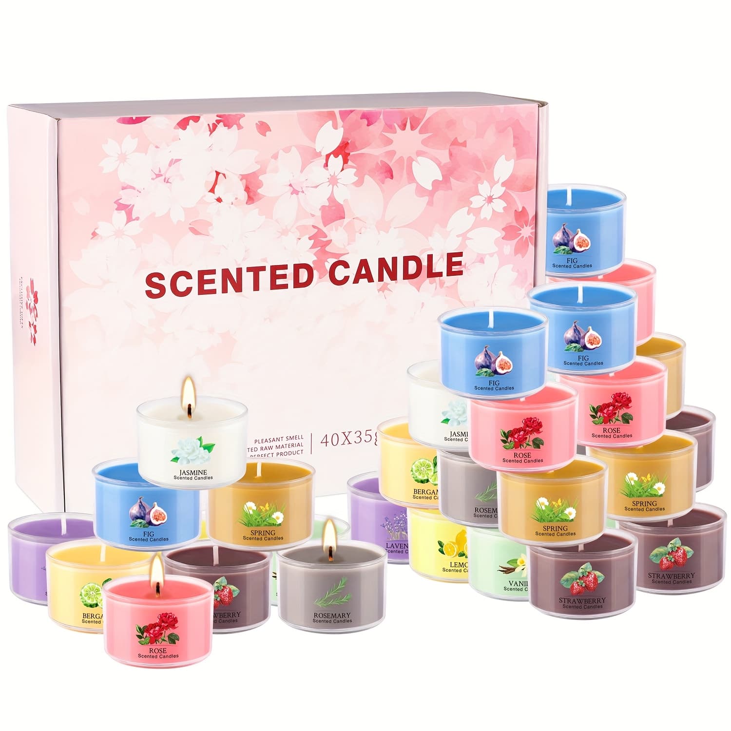 TEMU 40 Sets Of Assorted Scented Tea Wax Candles, Designed To Be Smoke-free And Drip-free, Offering An Elegant And Romantic Touch, Ideal For Valentine's Day Gifts For Your