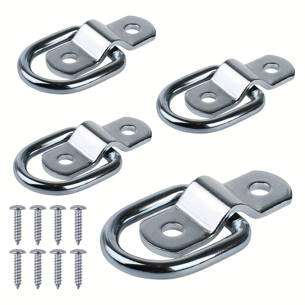 TEMU 4sets Cargo Lashing Surface Mount D Ring Staple Cleat Tie Down Ring Trailers For Trucks Boat Ropes Car Fastener Clip