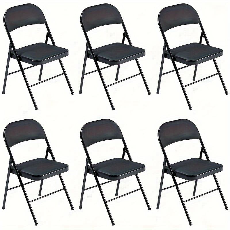 TEMU Black Folding Chair Set Of 6, Padded Folding Chairs With 330lbs Capacity, Portable Stackable Commercial Folding Chairs For Home Office Wedding Party Indoor Outdoor Events