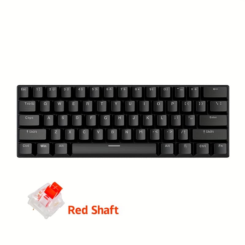 TEMU Wired Mechanical Keyboard 61-key, Rgb Backlit, Double Shot Keycaps, Compact Gaming Keyboard With Usb Cable Type-c, Full Key Hot Swappable, Suitable For Pc Gamers And Business Travelers