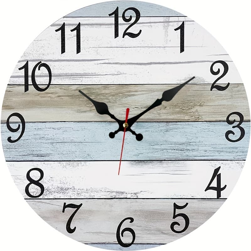 TEMU 1pc Vintage Design Silent Wall Clock, Countryside Style , For Decorating Bathroom Kitchen Bedroom Living Room Decor Clock