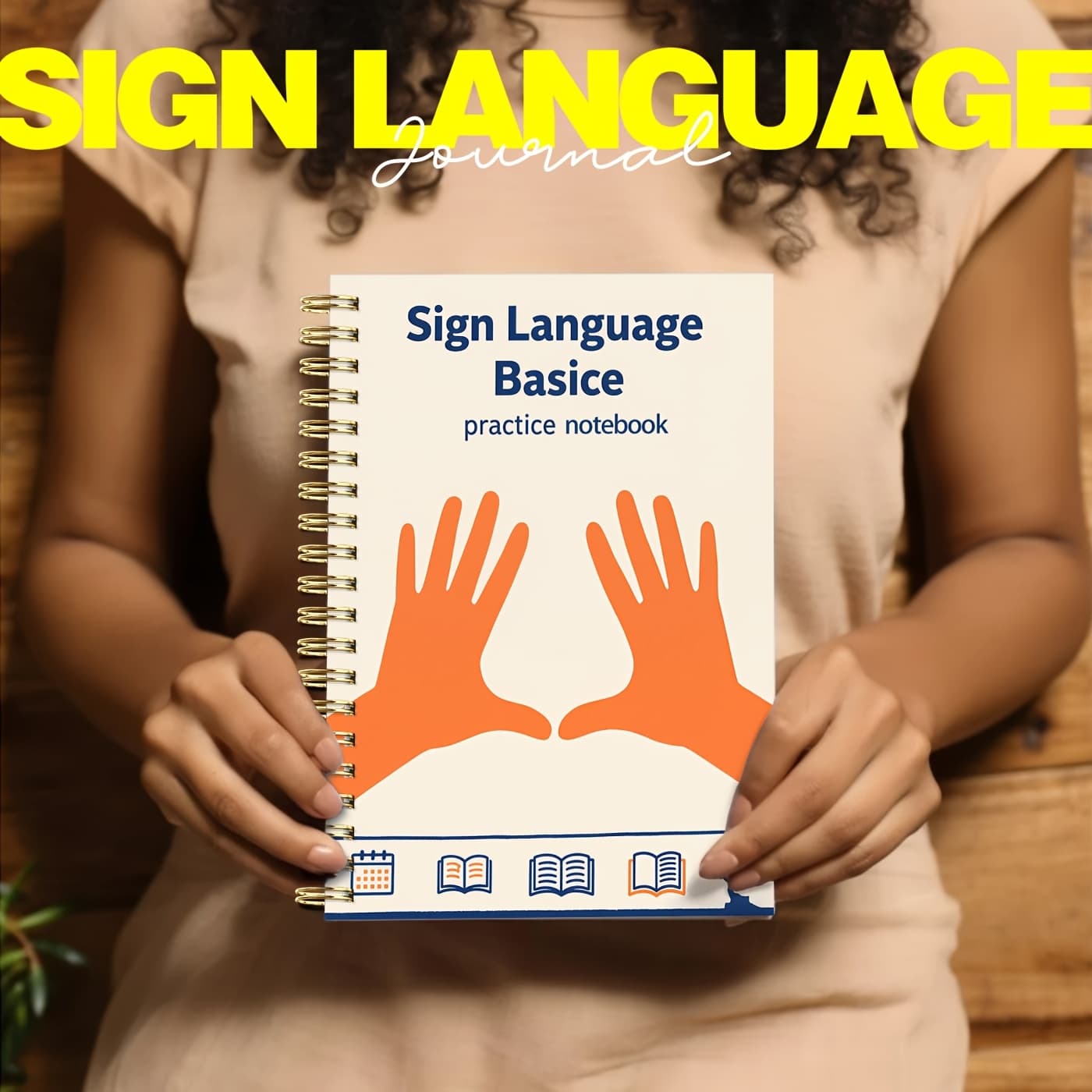 TEMU Sign Language Notebook For Beginners: Asl/ Bsl Alphabet And Vocabulary Practice With Self-care Tips, Spiral Bound Pocket-sized Diary Journal - Learn Hand , Daily Phrases And