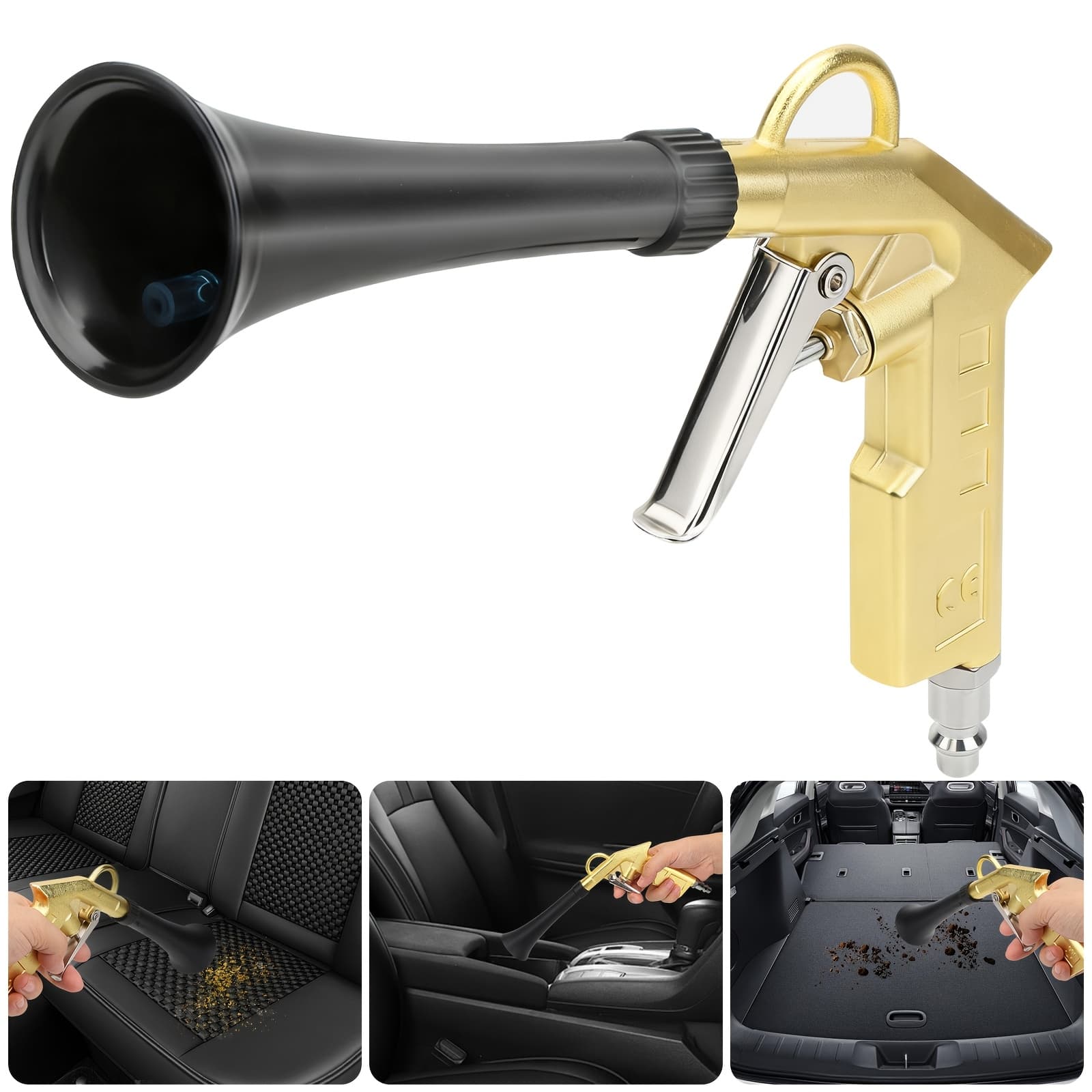 TEMU High Pressure Car Cleaning Gun, 1/4 Inch Air Blow Tool With Ergonomic Grip, Portable Dry Blower For Auto Detailing, Interior, Electronics, Keyboard, Pet Hair Removal, No Battery Needed