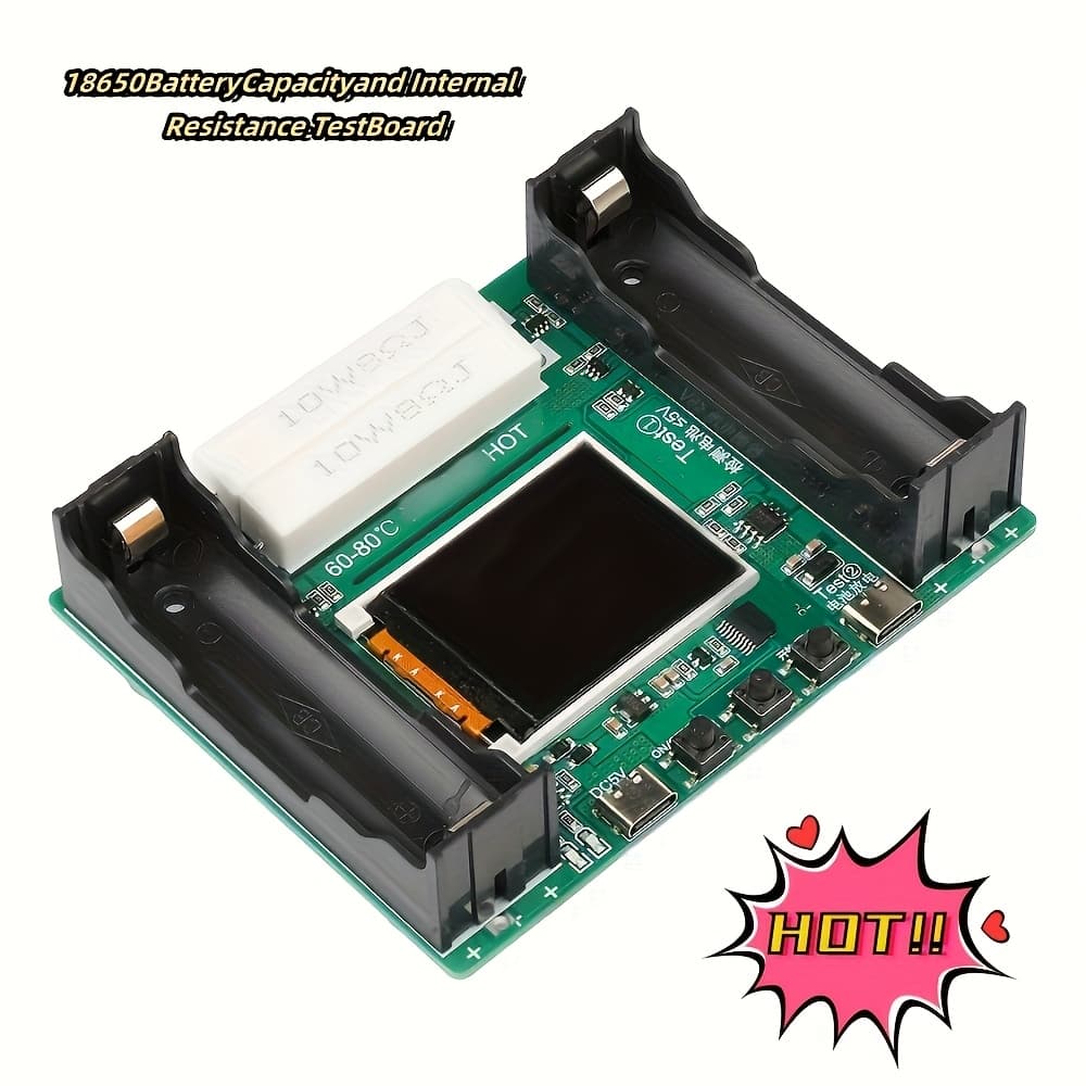 TEMU 1 Set Of Professional 18650 Battery Capacity Internal Resistance Tester - Automatic Charging And Module Electronic Load Tester - Multifunctional Internal Resistance Tester - Type-c Port - Durable