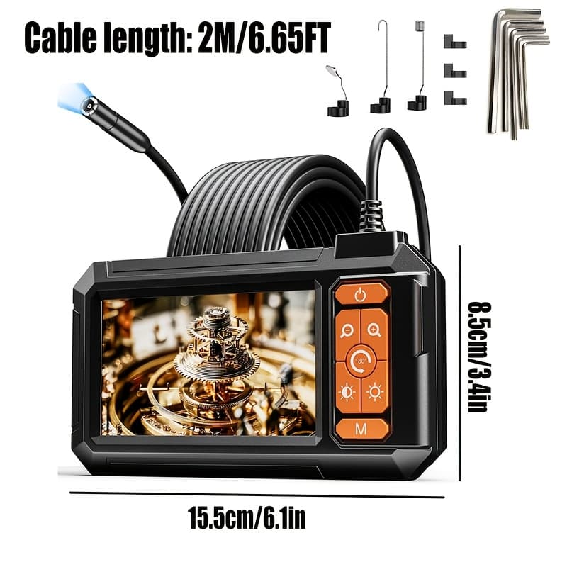 TEMU March - A 's Day Themed Endoscope Camera With Lighting, 1080p Endoscope, With A 4.3-inch Screen, Semi-rigid Cable, Ip67 Waterproof, Suitable For Pipe, Plumbing, And Engine Inspection.