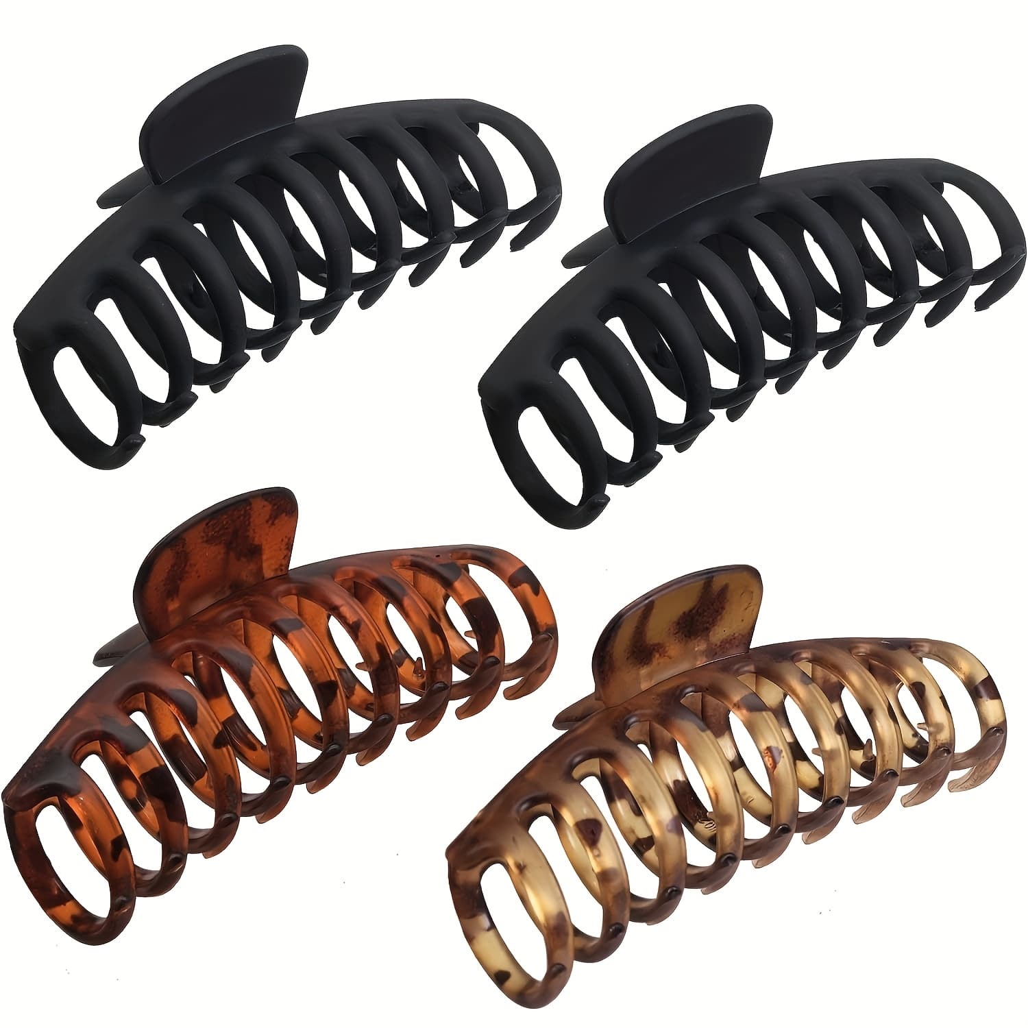 TEMU Women's Large Hair Clip, 4.3-inch Matte Leopard Print Giant Hair Clip, Non-slip Ponytail Holder, Hair Clip For With Long Thick Hair (4-pack)