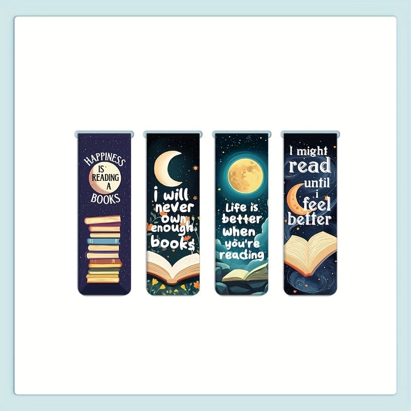 TEMU 4pcs Cartoon Night Reading Magnetic Bookmarks Magnet Page Markers, Magnetic Page Clip For Students Teachers, Book Marks For Reading(4pcs/set)