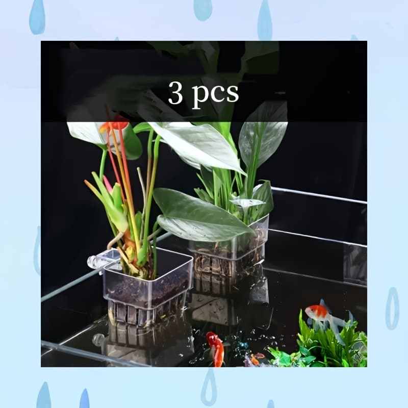 TEMU 3pcs Transparent Hanging Water Plant Growth Cups - & , Ideal For Aquarium Decor & Fish , Plastic Hydroponic Plant Baskets, Aquarium Plant Holder