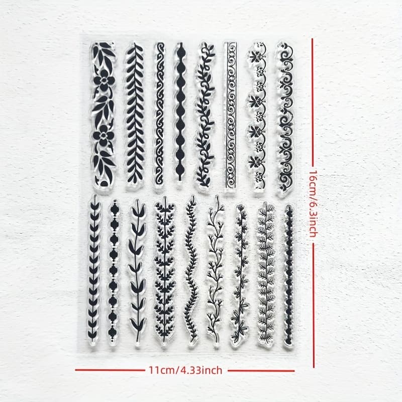 TEMU 1pc Floral Lace Thread Transparent Rubber Stamp Border Edge Vintage Retro Reusable Clear Stamps Seal For Journal Card Making Scrapbooking Album Decor Christmas Gift