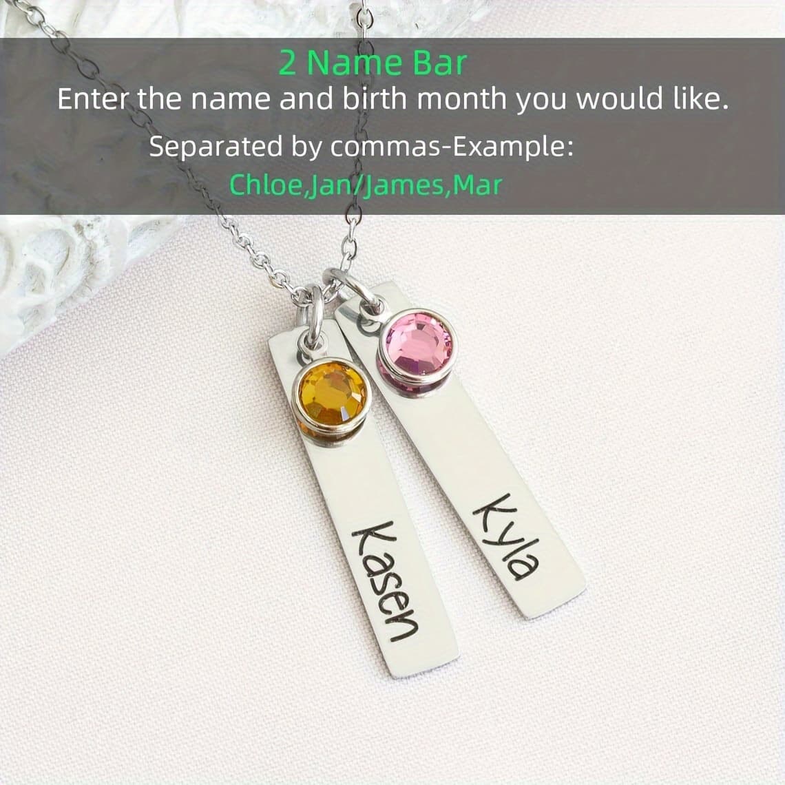 TEMU Customized Birthstone Necklaces With 3 Names For Mom And Grandma, Featuring Personalized Engravings Of Family Names, Perfect As A Jewelry Gift For Women (stone Colors Can By The User, Not Fixed)