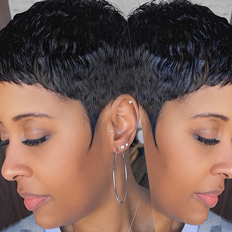 TEMU Christmas Black Friday Offer | Women's Short Fairy-inspired Wig | 150% Volume | Machine-made | No Glue, (ideal For Beginners) | Daily Elegant Look | Transformation For